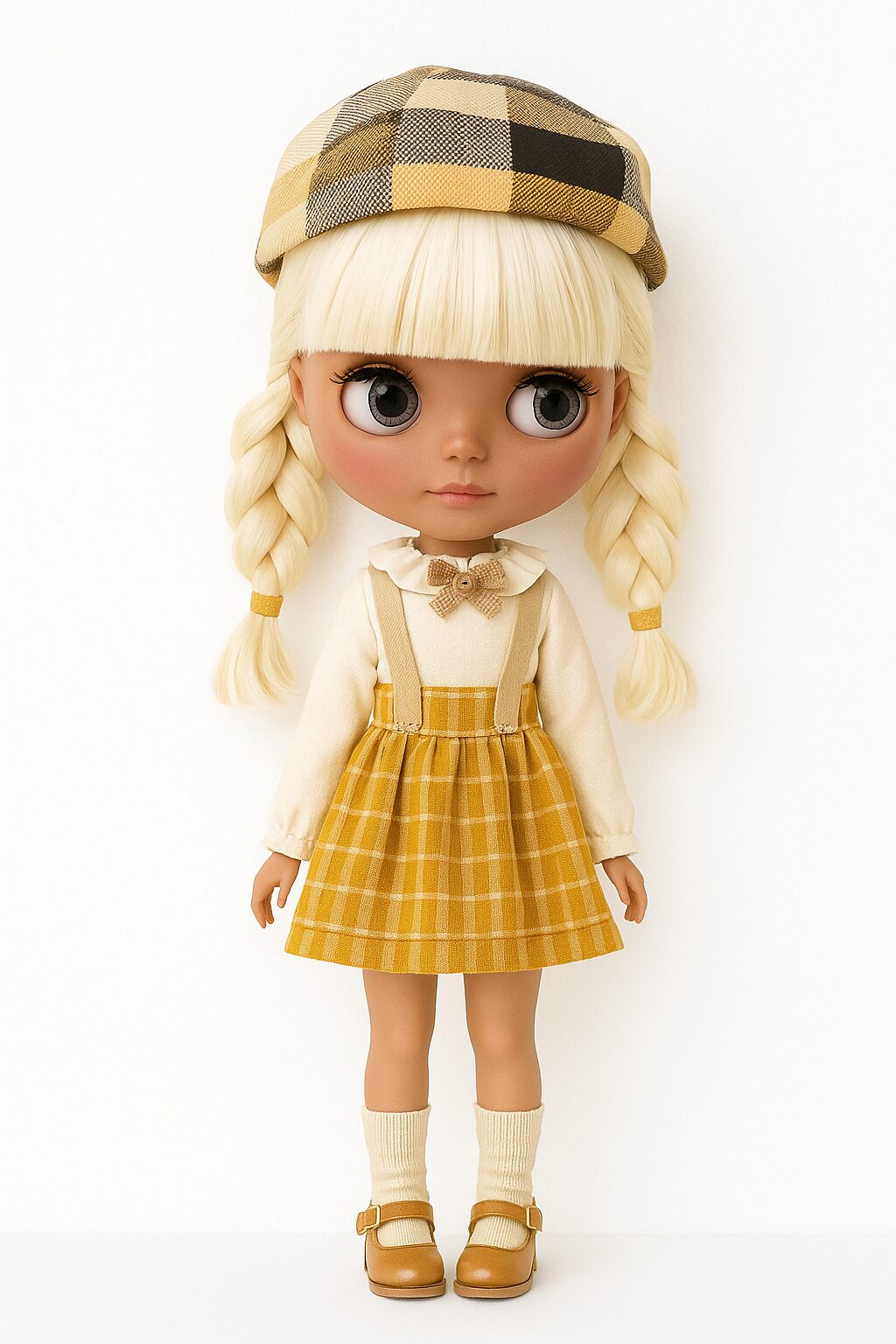 メープルチェックのベレー帽